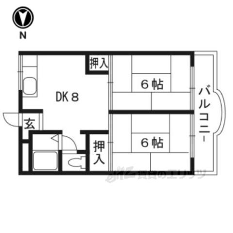 マンション城西(2DK/1階)の間取り写真