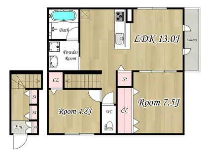 WELL GATE ノース(2LDK/2階)の間取り写真