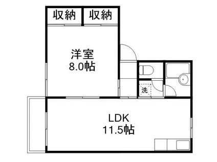 オークハウス A棟(1LDK/2階)の間取り写真