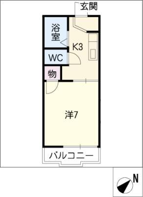 ミストラル藤ヶ丘(1K/2階)の間取り写真