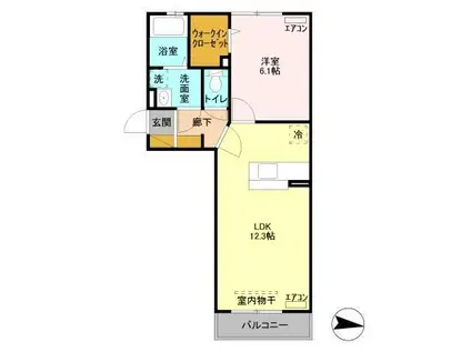 ラ・メール長須賀(1LDK/1階)の間取り写真