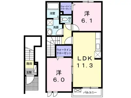 カサ・エストリータ(2LDK/2階)の間取り写真