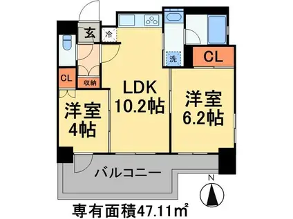 パークアクシス仲御徒町(2LDK/12階)の間取り写真