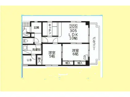 レグルス(2LDK/3階)の間取り写真