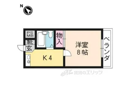 シャンポール(1K/4階)の間取り写真