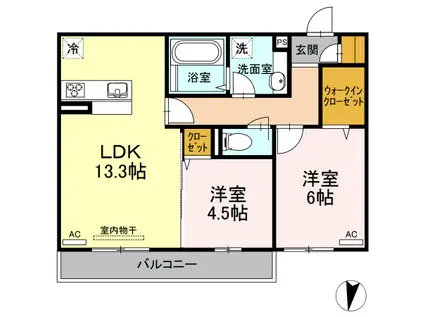 アンプルールフェール元郷(1K/1階)の間取り写真