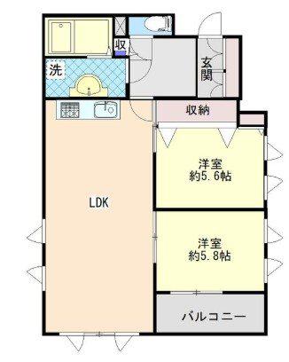 モンテスール(2LDK/2階)の間取り写真