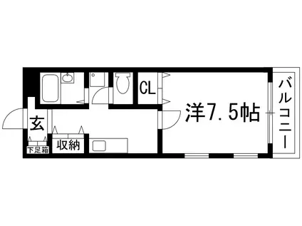 スマート花屋敷(1K/1階)の間取り写真