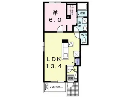 ミニョン・ヒルズ(1LDK/1階)の間取り写真