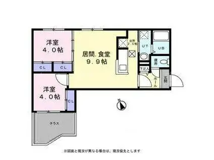 ボアソルテ菊水イースト(2LDK/1階)の間取り写真