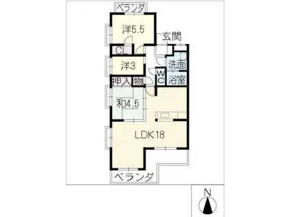 ロンサール八事(3LDK/2階)の間取り写真