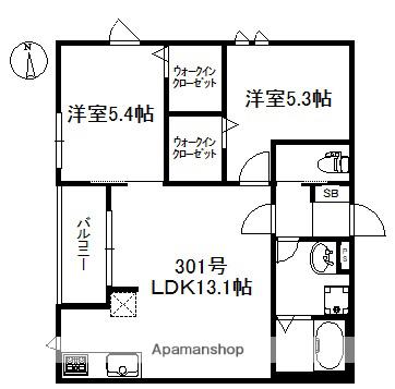 NEXUS姪浜(2LDK/3階)の間取り写真