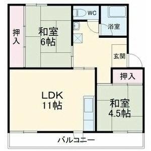 ルナルーチェ前浜(2LDK/3階)の間取り写真