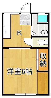 ヤングハイツアイリス(1K/1階)の間取り写真