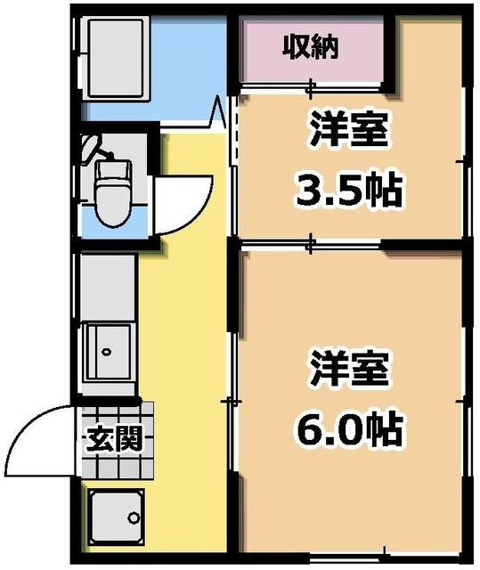 第二高沢荘(2K/1階)の間取り写真
