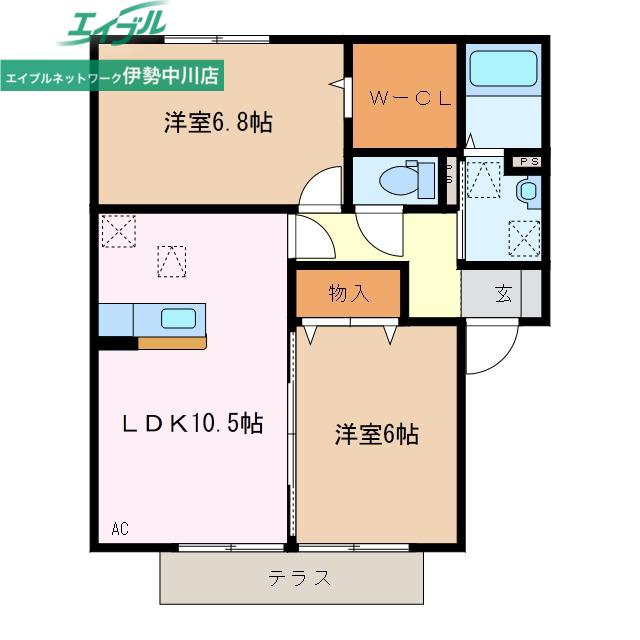 FIND BIRDIE D(2LDK/1階)の間取り写真
