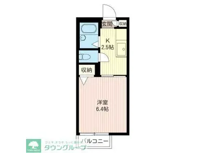 ブルーグラス国分寺(1K/1階)の間取り写真