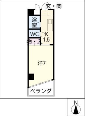 サニーサイドⅡ(1K/1階)の間取り写真