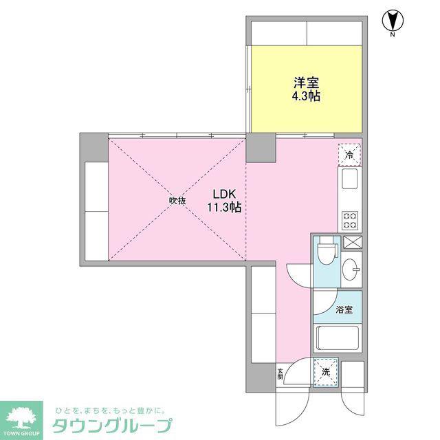 WELL TOWER(1LDK/6階)の間取り写真