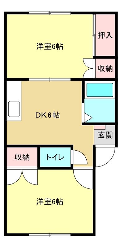リベラル坂井(2DK/1階)の間取り写真