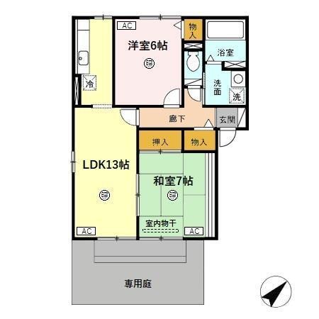 シエークル21 B(2LDK/1階)の間取り写真