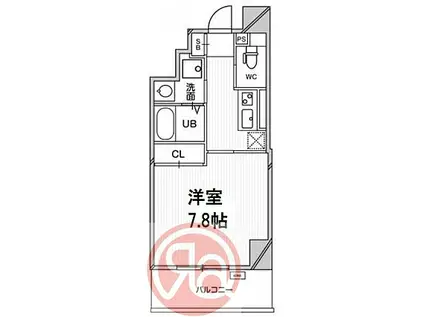 ファインブルーム靭公園(1K/5階)の間取り写真