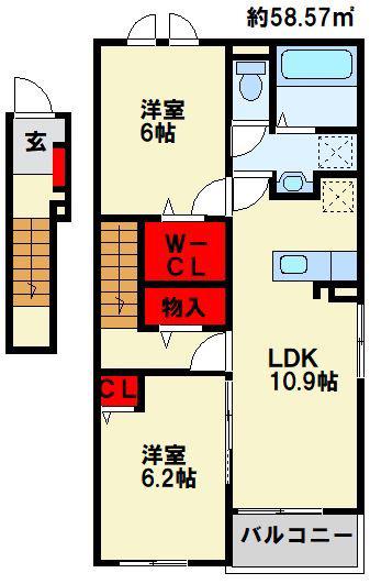 PARKSIDE COURTIV(2LDK/2階)の間取り写真