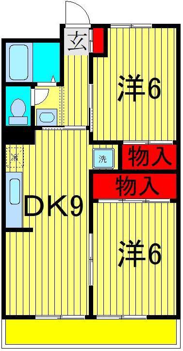 コンドミニアムアルファ(2DK/2階)の間取り写真