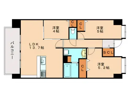 プラトウズ仲原(3LDK/2階)の間取り写真