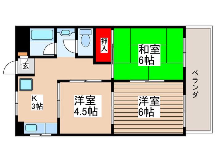 アネックス(3K/4階)の間取り写真