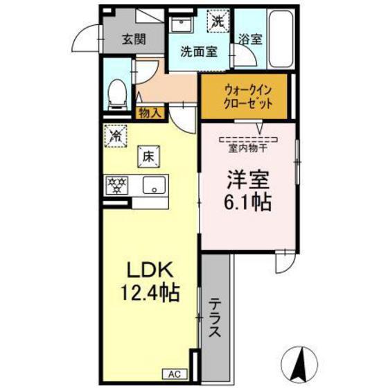 D PAINA 子母口 II(1LDK/1階)の間取り写真