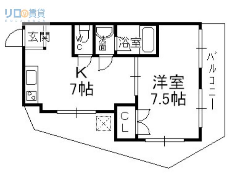 ライフシティサカイ(1DK/3階)の間取り写真