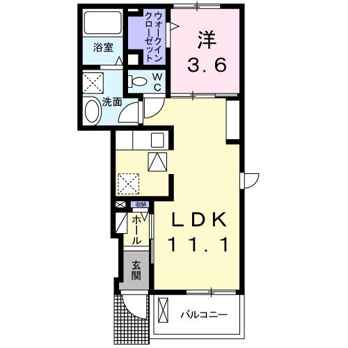 シェリールA(1LDK/1階)の間取り写真