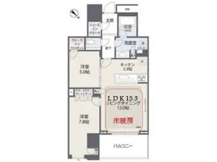 クロスエアタワー(2LDK/19階)の間取り写真