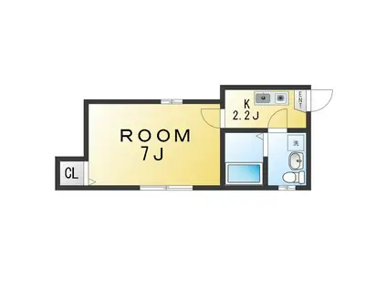 カイサー弘明寺(1K/1階)の間取り写真