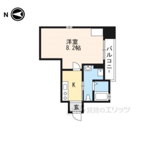 グランドーリア西院(1K/3階)の間取り写真