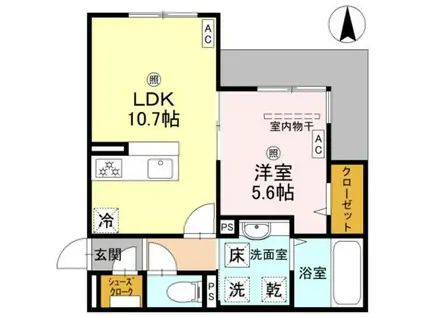 パサログランデ背戸口(1LDK/1階)の間取り写真