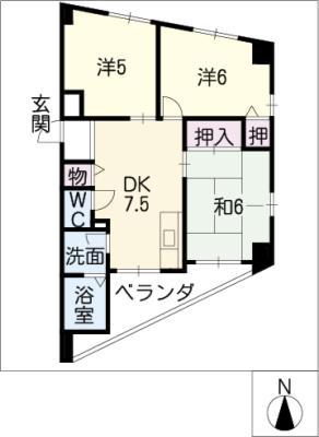 レジデンス八筋(3DK/7階)の間取り写真