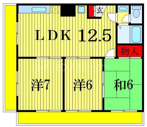 レジデンシャル北小岩(3LDK/3階)の間取り写真