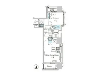 PARKAXIS上野・稲荷町(1LDK/5階)の間取り写真