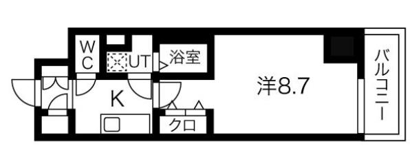 メイクス上前津IV(1K/9階)の間取り写真