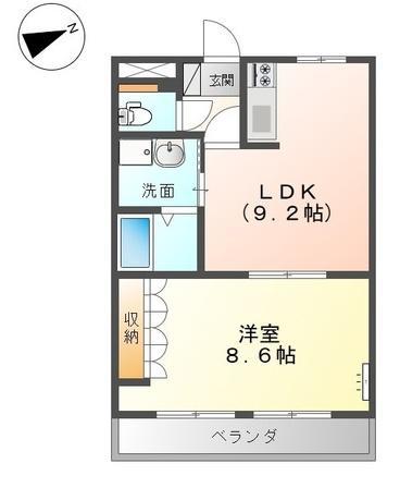グランドハイム福田(1LDK/2階)の間取り写真