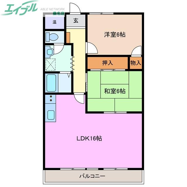 MKタウン江場A(2LDK/2階)の間取り写真