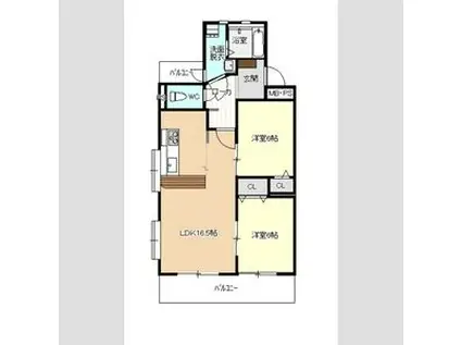 エステイト丸万(2LDK/3階)の間取り写真