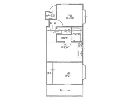 鎌ケ谷ウィングス(2DK/2階)の間取り写真