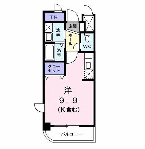 ヒルズ豊田(ワンルーム/2階)の間取り写真