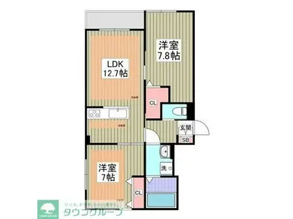 PRIMAVERA MUSASHINO(2LDK/1階)の間取り写真