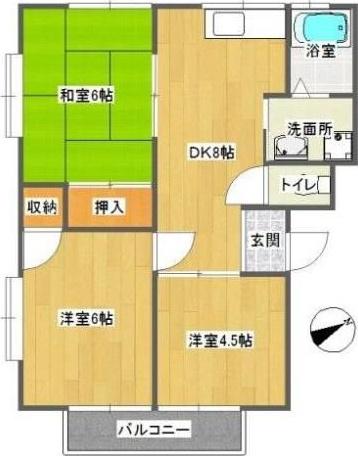 西江コーポ B(3DK/2階)の間取り写真