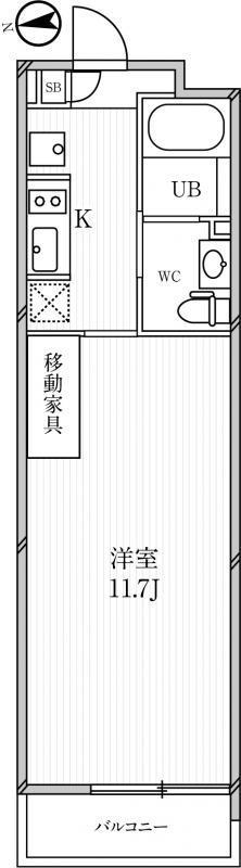 ルクレ高田馬場(1K/2階)の間取り写真