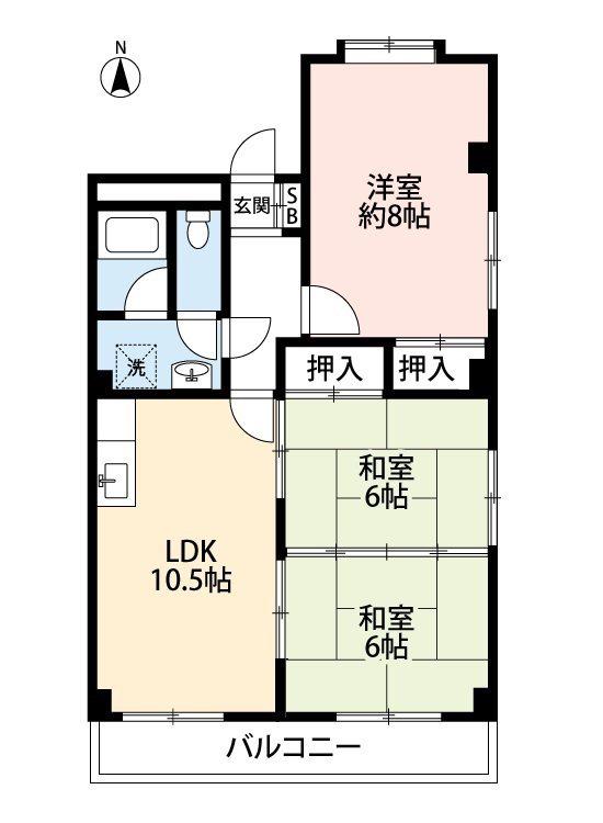 ティエルハイム(3LDK/4階)の間取り写真